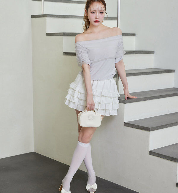  「シアー重ねオフショルトップス」|プルオーバー|