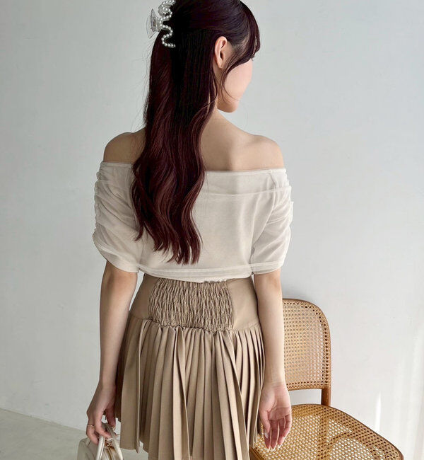  「シアー重ねオフショルトップス」|プルオーバー|