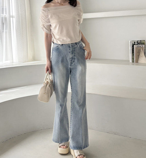  「シアー重ねオフショルトップス」|プルオーバー|