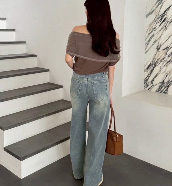  「シアー重ねオフショルトップス」|プルオーバー|