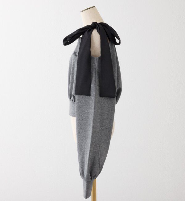  「肩リボン刺繍入りラメトップス」|プルオーバー|