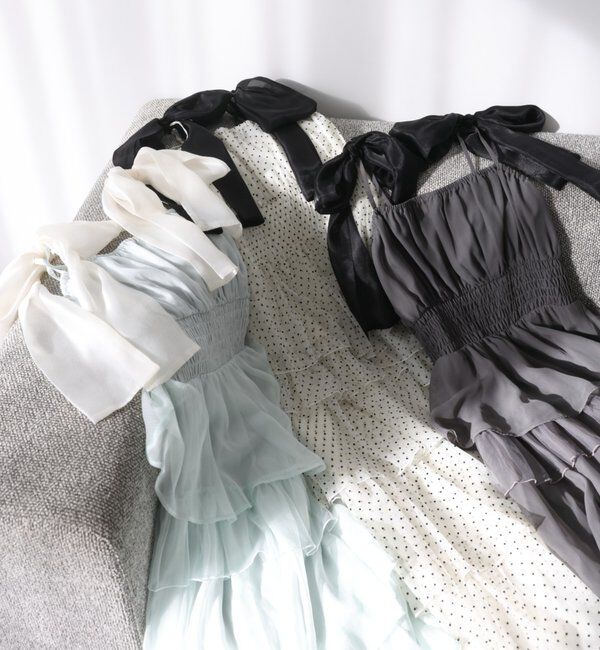  「【premiumorder】肩リボンティアードキャミワンピ」|ワンピース|