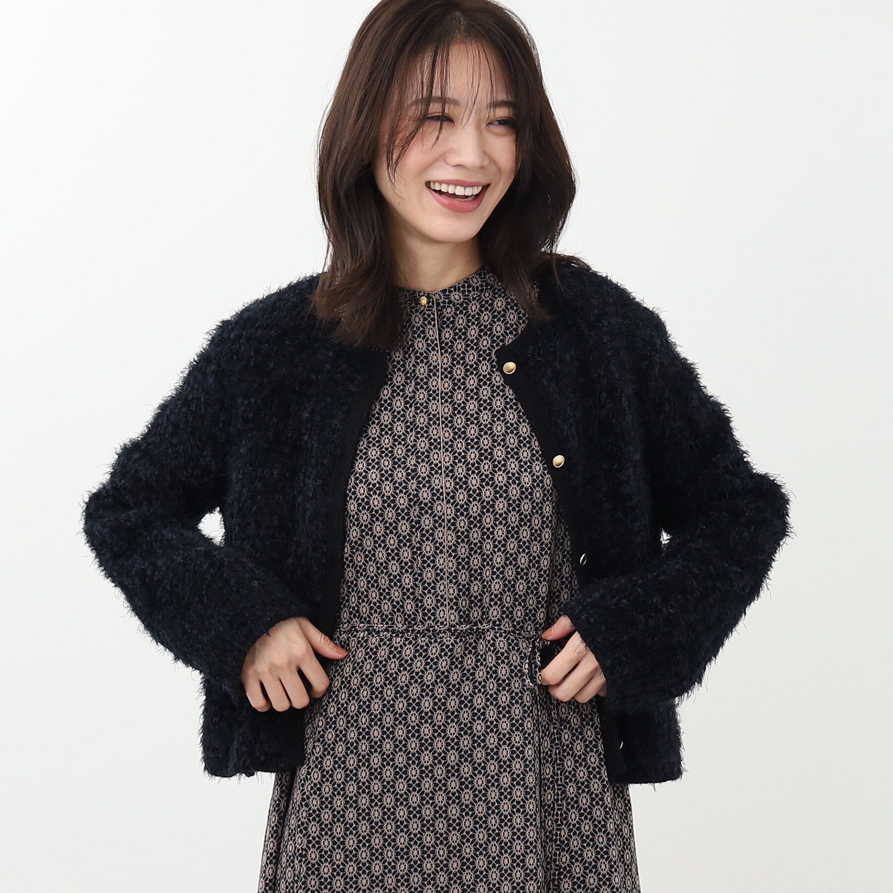 Reflect「【手洗い可】ジャカード編みカーディガン」|カーディガン|