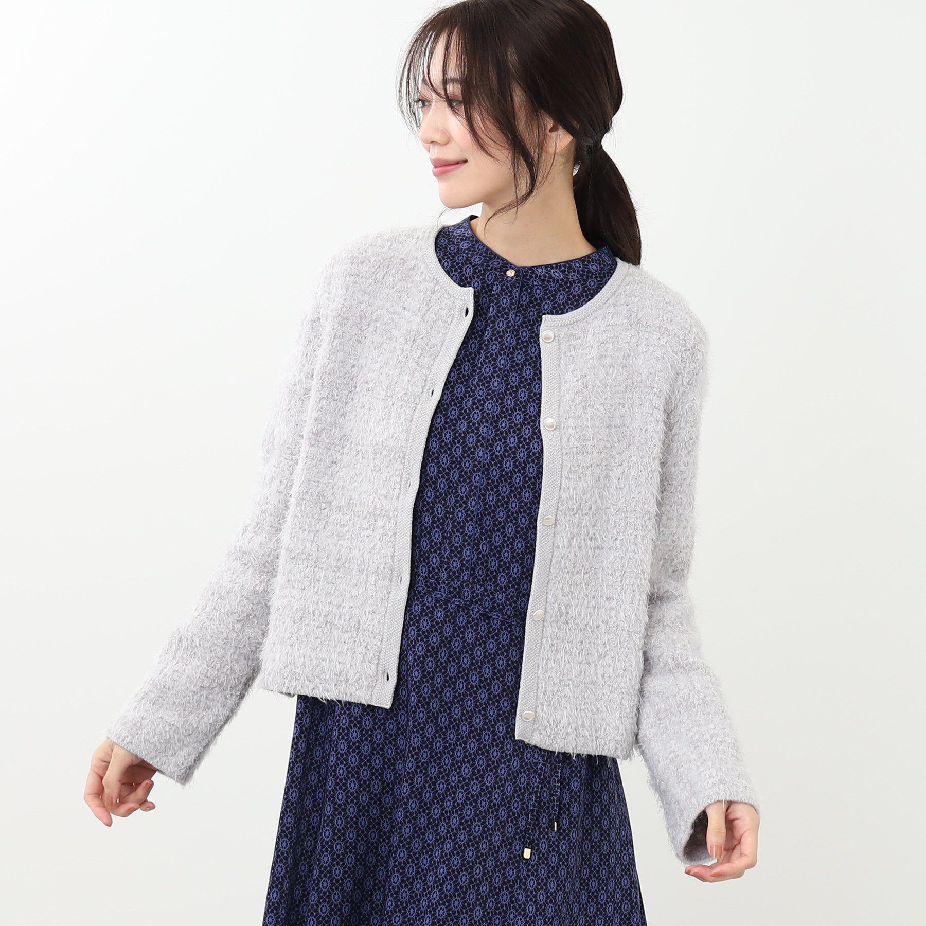 Reflect「【手洗い可】ジャカード編みカーディガン」|カーディガン|