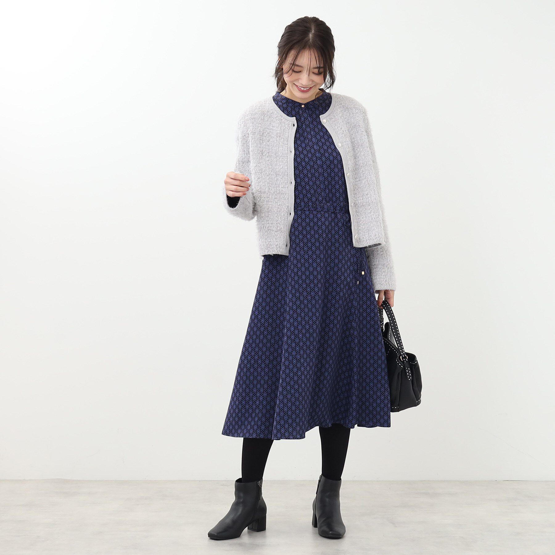 Reflect「【手洗い可】ジャカード編みカーディガン」|カーディガン|