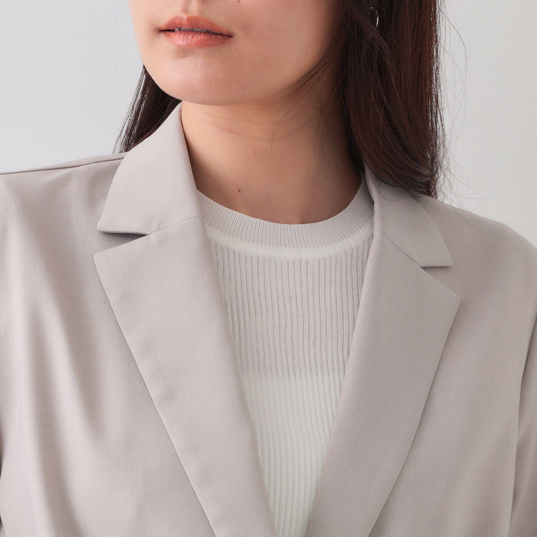 OPAQUE.CLIP「ストレッチリネンライクショートテーラードジャケット【UV/洗濯機洗い可/抗ピル】」|テーラードジャケット|