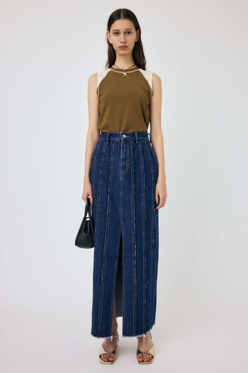 MOUSSY「FRONT SLIT FRINGE スカート」|スカート|BLU