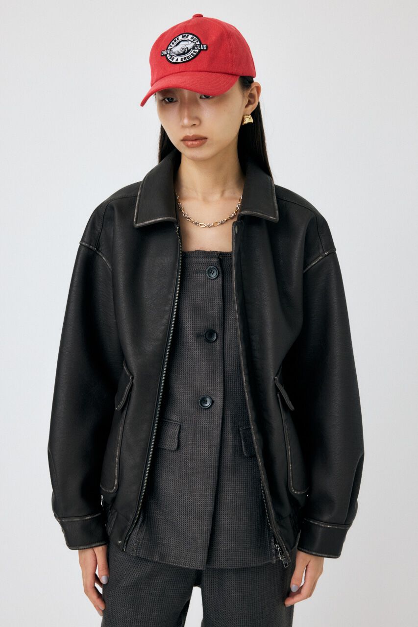 MOUSSY「F/LEATHER A-2 フライトジャケット」|その他|BLK