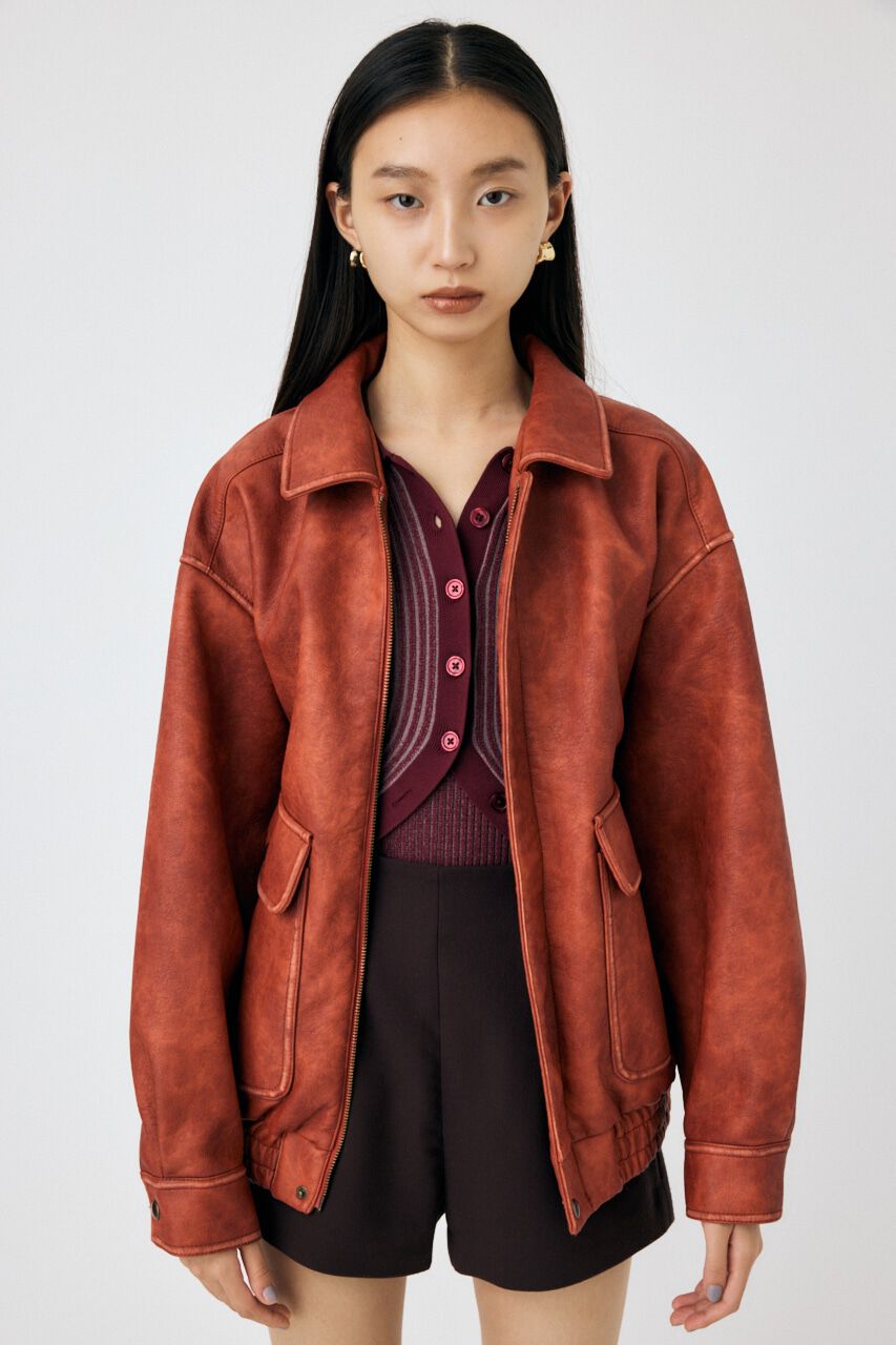 MOUSSY「F/LEATHER A-2 フライトジャケット」|その他|RED