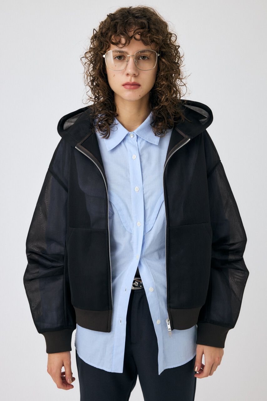 MOUSSY「SHEER CARDBOARD ジップアップフーディ」|パーカー|