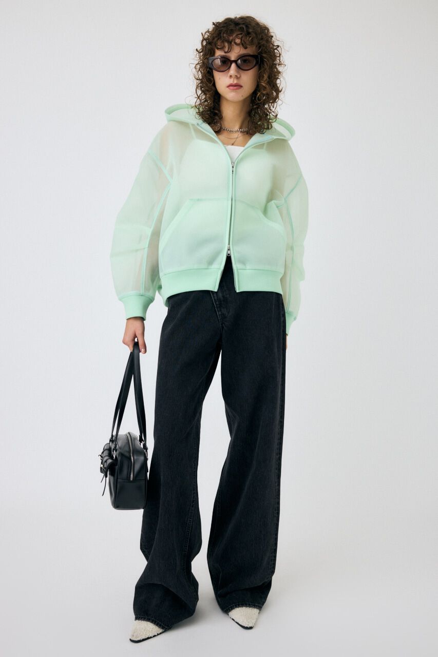 MOUSSY「SHEER CARDBOARD ジップアップフーディ」|パーカー|