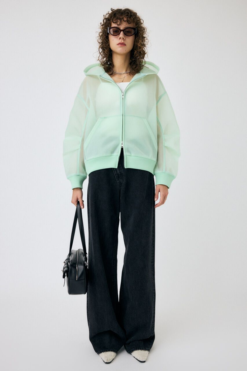 MOUSSY「SHEER CARDBOARD ジップアップフーディ」|パーカー|