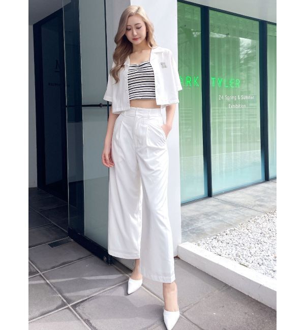 GYDA「ハイウエストタックワイドスラックスパンツ」|その他|