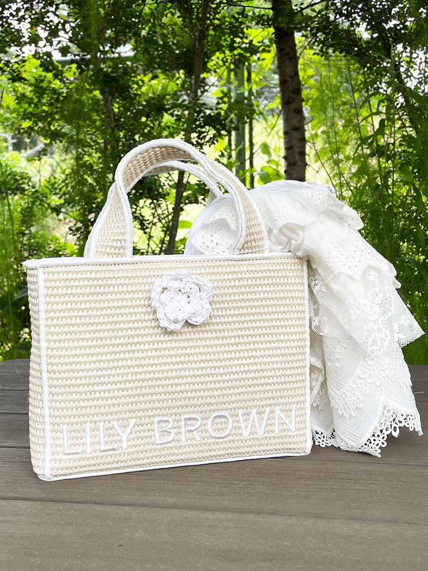 LILY BROWN「【限定カラー】【LILY BROWN&times;MARY QUANT】ジュートロゴトート」|トートバッグ|WHT