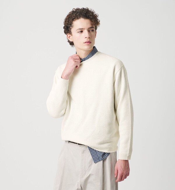 BEAUTY&YOUTH UNITED ARROWS「WJQ カットオフ クルーネック ニット ウォッシャブル」|ニット・セーター|WHITE