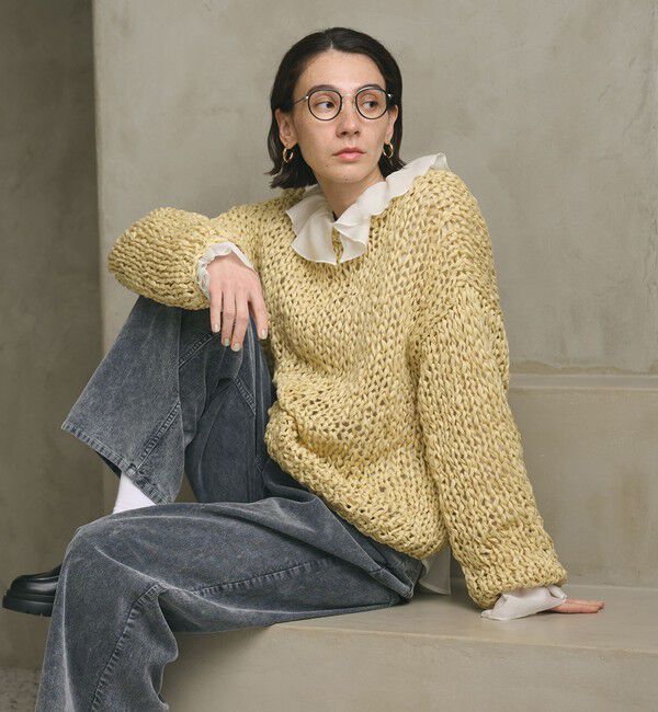 BEAUTY&YOUTH UNITED ARROWS「テープヤーン ローゲージ ニットプルオーバー」|ニット・セーター|YELLOW