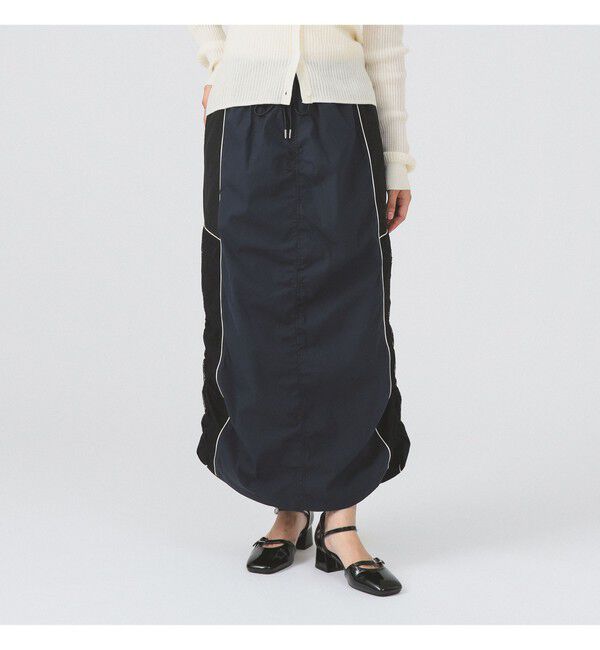 Ray BEAMS 「レース キリカエ トラック スカート」|スカート|NAVY