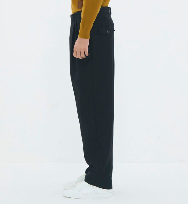 CABaN「ウールダブルクロス 2タックワイドテーパードパンツ」|チノ|