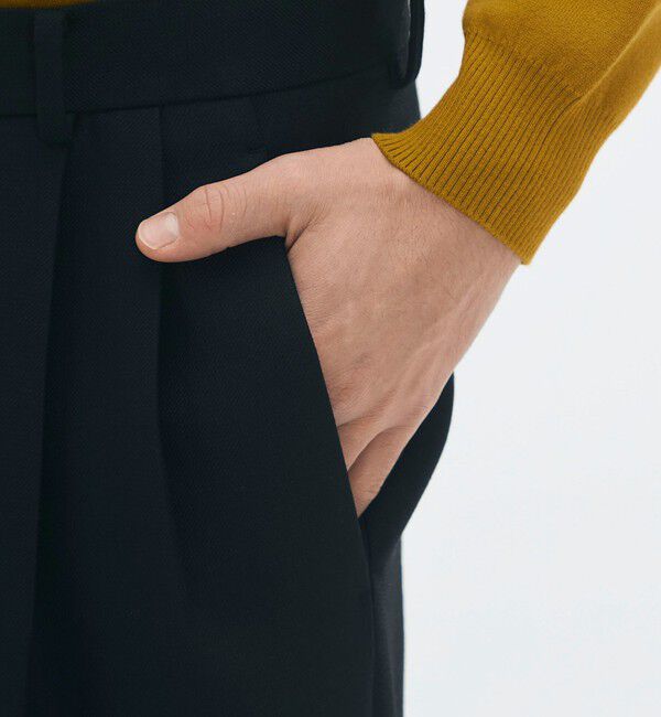 CABaN「ウールダブルクロス 2タックワイドテーパードパンツ」|チノ|