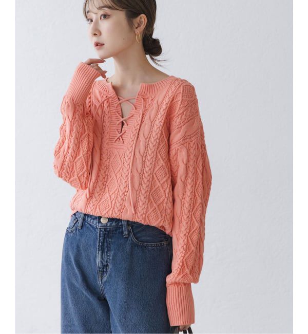 NOBLE「2way地柄 レースアッププルオーバー」|ニット・セーター|