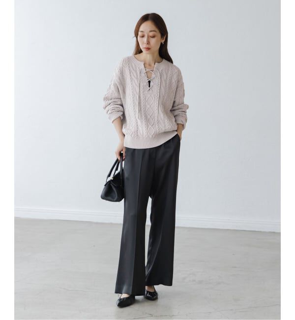 NOBLE「2way地柄 レースアッププルオーバー」|ニット・セーター|