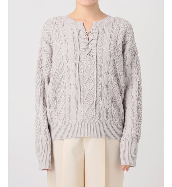 NOBLE「2way地柄 レースアッププルオーバー」|ニット・セーター|