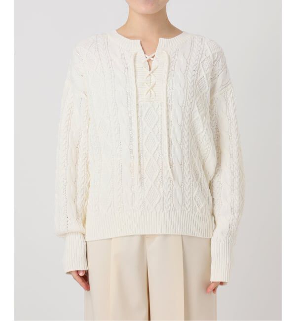 NOBLE「2way地柄 レースアッププルオーバー」|ニット・セーター|