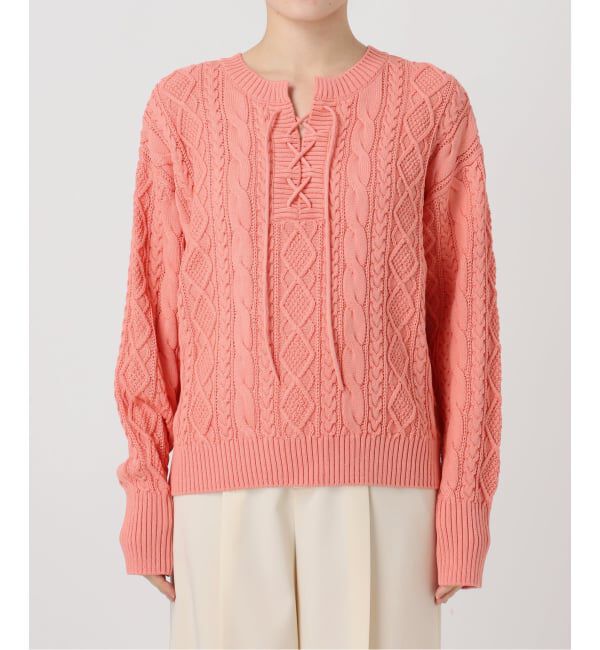 NOBLE「2way地柄 レースアッププルオーバー」|ニット・セーター|