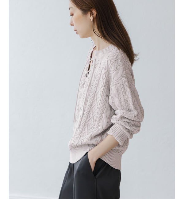 NOBLE「2way地柄 レースアッププルオーバー」|ニット・セーター|