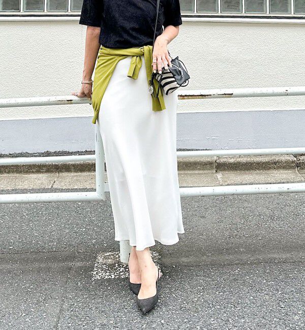 NOLLEY'S sophi「【追加】《オールシーズン対応》ウォッシャブルマットサテンナロースカート」|スカート|オフホワイト