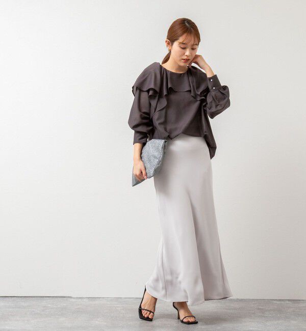 NOLLEY'S sophi「【追加】《オールシーズン対応》ウォッシャブルマットサテンナロースカート」|スカート|