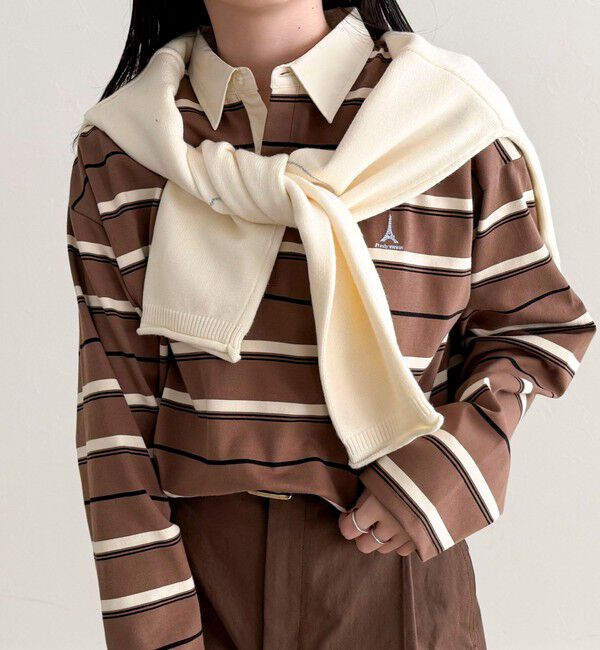 fredy emue「マルチボーダーラガーロンTシャツ」|Tシャツ・カットソー|ブラウン系その他