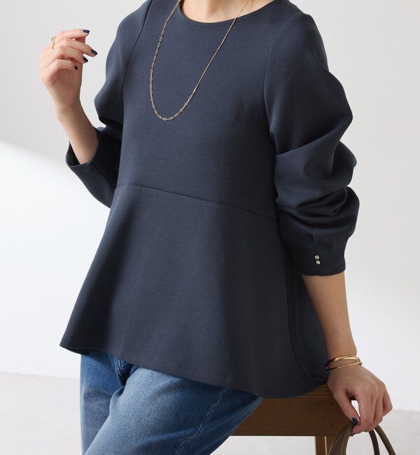  「袖ビジューペプラムカットソー」|Tシャツ・カットソー|