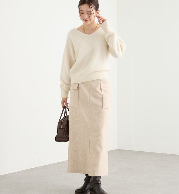  「【上品な装いに】エコツイードポケットスカート」|スカート|