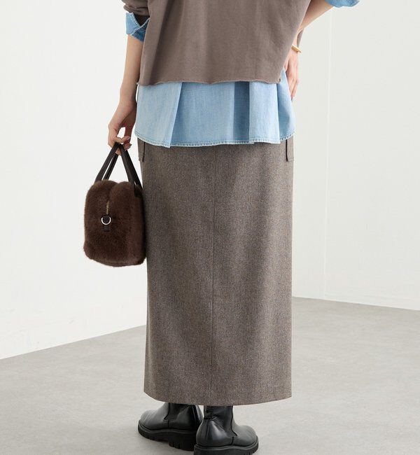  「【上品な装いに】エコツイードポケットスカート」|スカート|