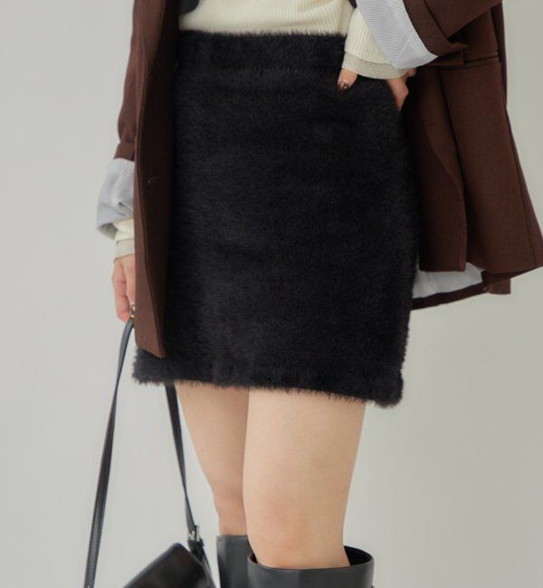  「シャギーミニスカート」|スカート|ブラック