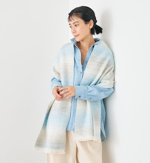 collex「ウール混グレデーションストール」|マフラー|サックスブルー
