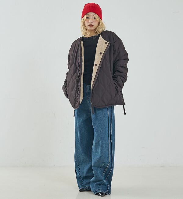 NOMINE「【TAION】ミリタリー リバーシブル クルーネック ダウンジャケット / ブル」|ダウン|