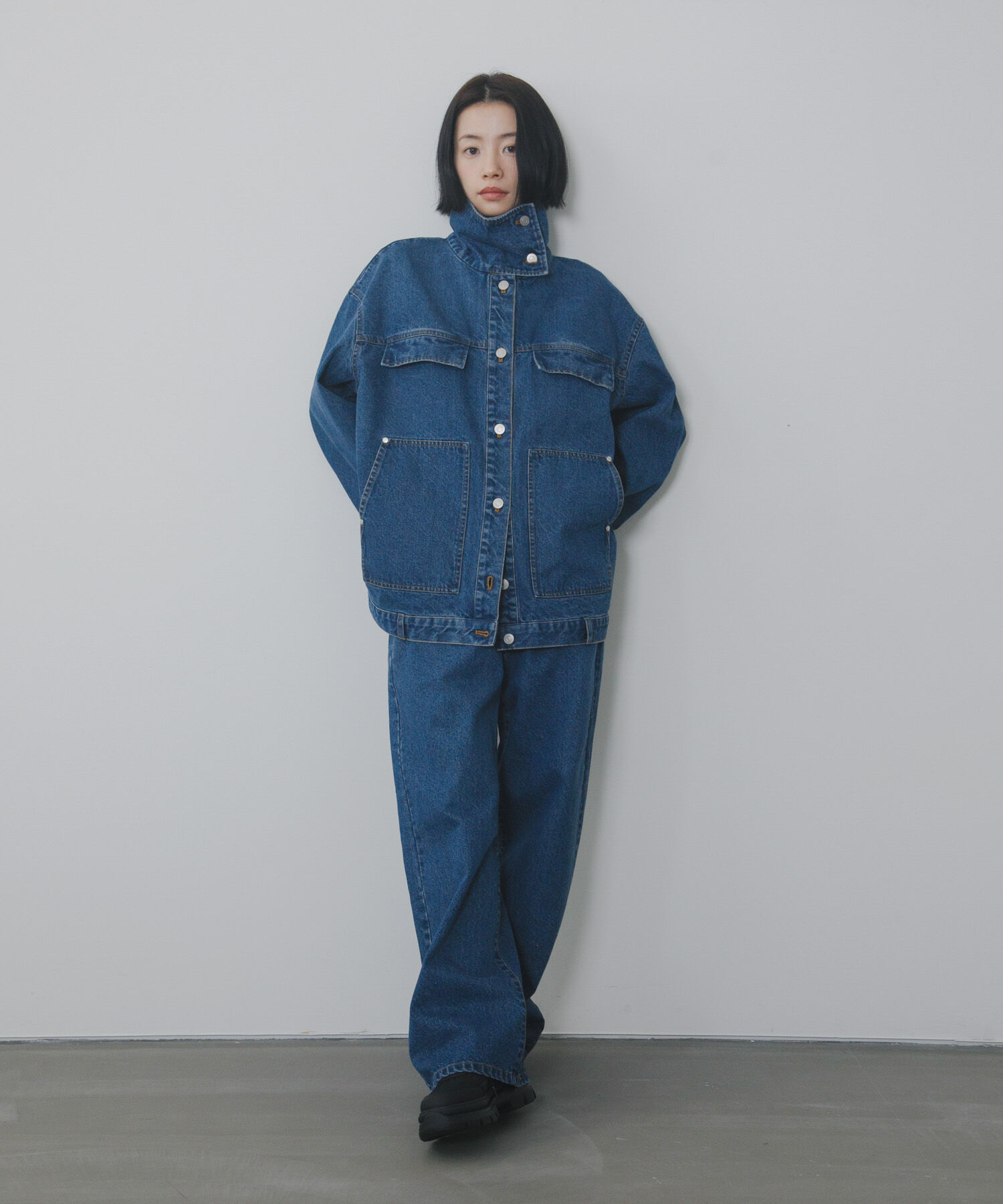  「ハイネックデニムブルゾン」|ブルゾン・スタジャン|