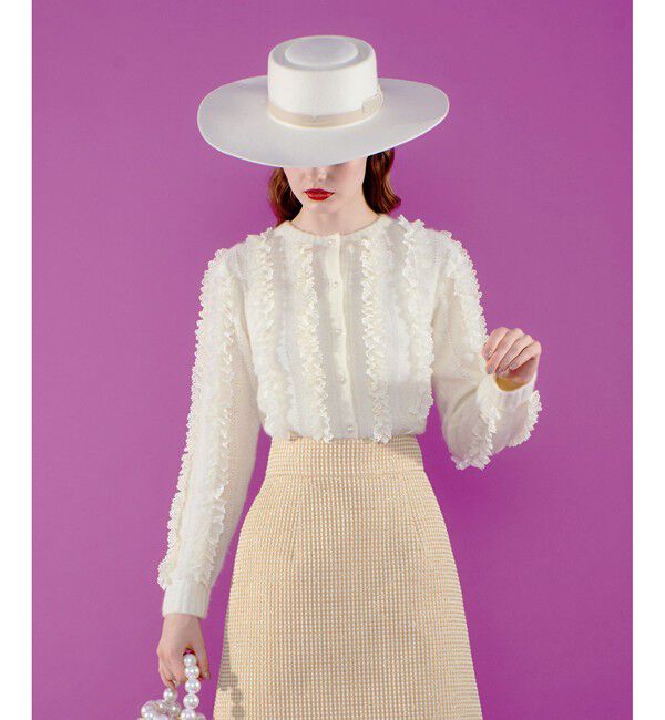 LOULOU WILLOUGHBY「【LOULOU WILLOUGHBY】レーストリミングカーディガン」|カーディガン|