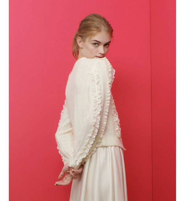 LOULOU WILLOUGHBY「【LOULOU WILLOUGHBY】レーストリミングカーディガン」|カーディガン|