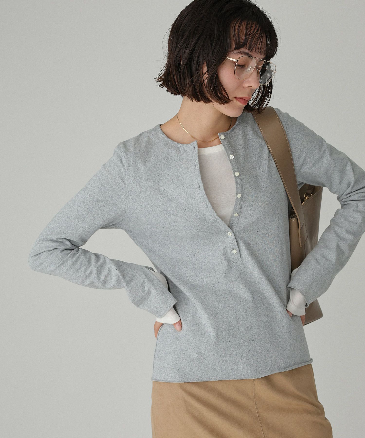 BABYLONE「デニム天竺ヘンリーネックプルオーバー」|Tシャツ・カットソー|