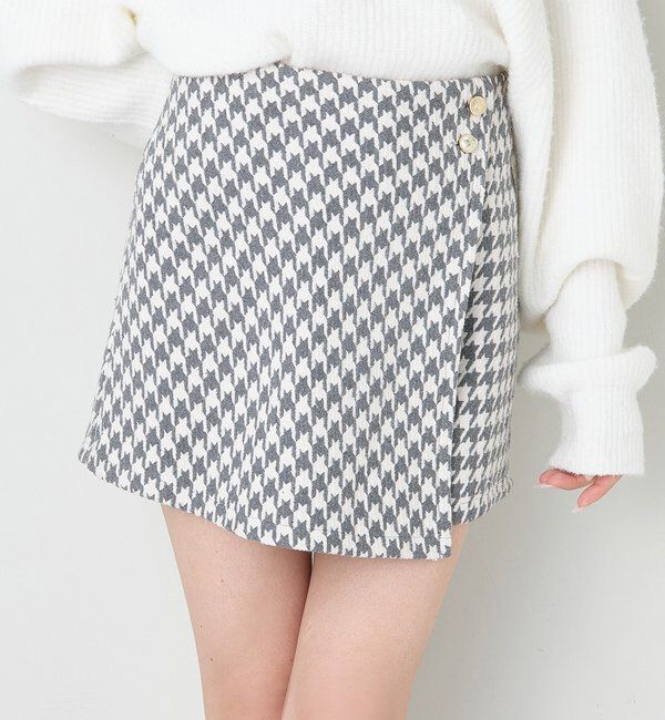  「金ボタン付スタイルアップスカショーパン」|スカート|グレー系その他