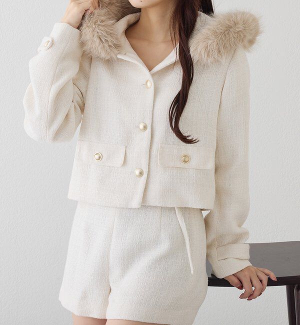  「ベルト付きツイードショートパンツ【セットアップ可能】」|その他|