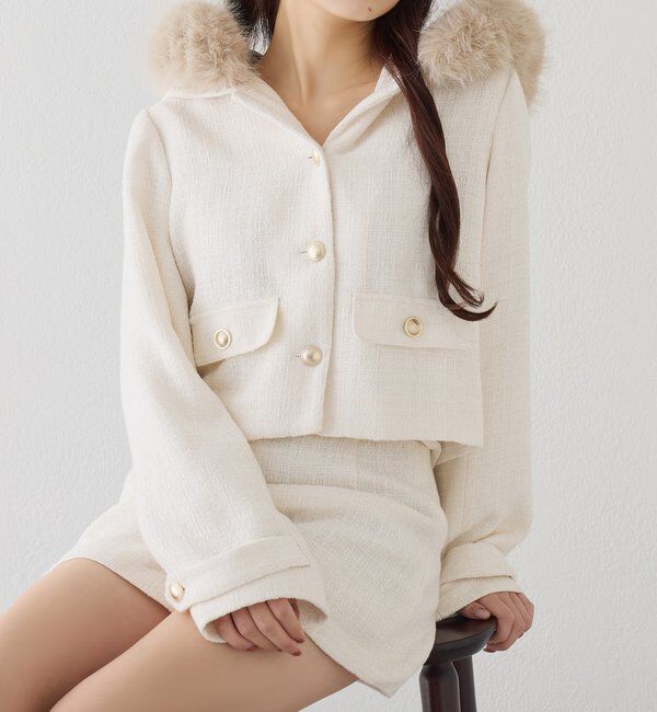  「ベルト付きツイードショートパンツ【セットアップ可能】」|その他|