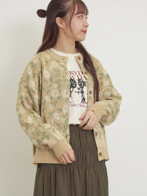Samansa Mos2「花柄ジャカードカーディガン」|カーディガン|