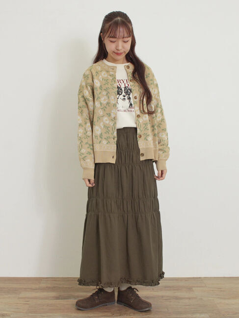 Samansa Mos2「花柄ジャカードカーディガン」|カーディガン|