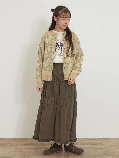 Samansa Mos2「花柄ジャカードカーディガン」|カーディガン|