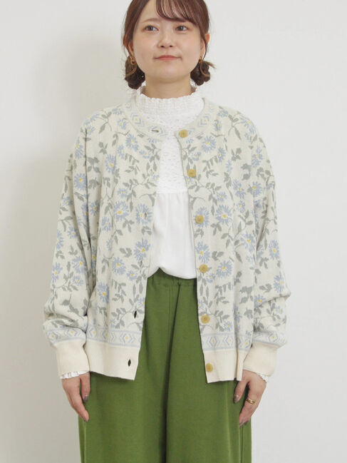 Samansa Mos2「花柄ジャカードカーディガン」|カーディガン|