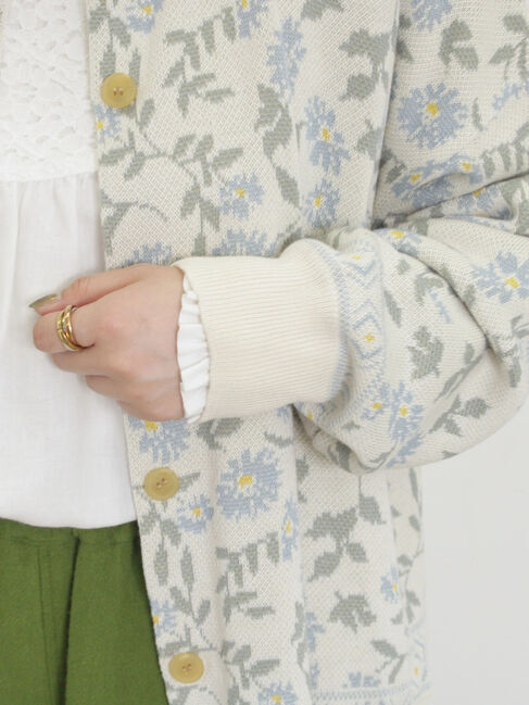 Samansa Mos2「花柄ジャカードカーディガン」|カーディガン|